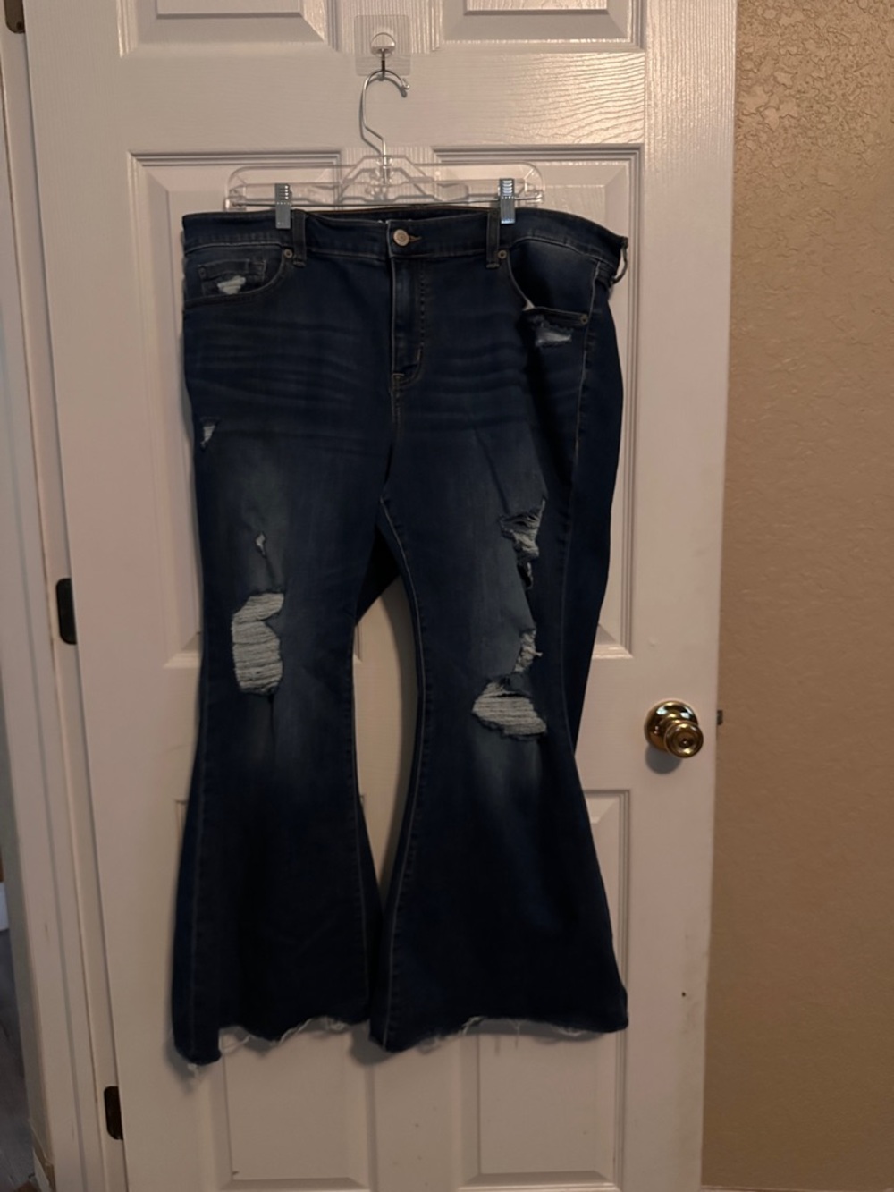 torrid Dark Wash Distressed Flare Jeans